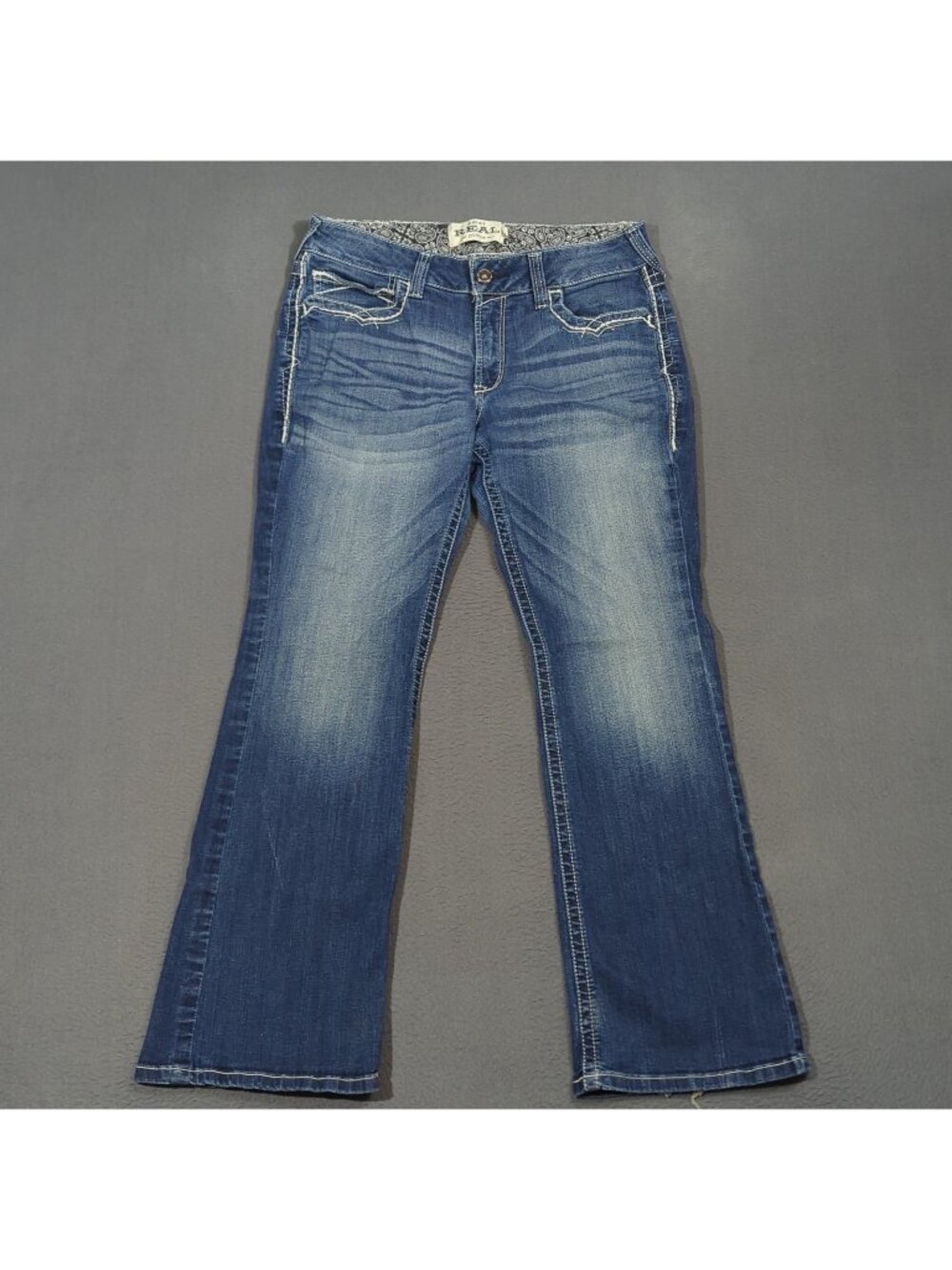 Ariat Jeans Women's 32s Blue R.E.A.L. Mid Rise Stretch Entwined Boot Cut Western